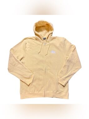 Stussy Men’s Buttery Yellow Zip-Up Hoodie Size 2XL